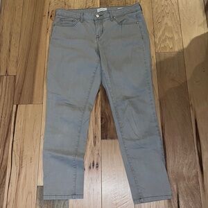Jessica Simpson Rolled Crop Skinny five pocket distressed‎ green jeans Sz 10/30
